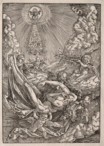 Chrystus zaniesiony do nieba przez anioły, c. 1515-1517. autorstwa Hans Baldung
