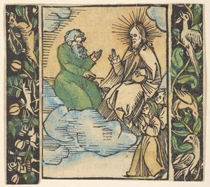 Ilustracja z Decydowanego Gartu Różańca Mariae. autorstwa Hans Baldung