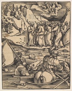 Egipcjanie przekraczający Morze Czerwone, z Das Buch Granatapfel, 1511. autorstwa Hans Baldung