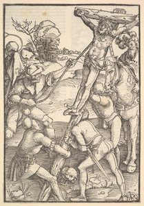 Podwyższenie krzyża, verso: Podniesienie krzyża, ze Speculum Passionis Domini..., 1507. autorstwa Hans Baldung