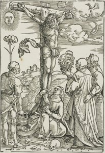 Chrystus na krzyżu z Marią, Janem, Magdaleną i Szczepanem autorstwa Hans Baldung Grien