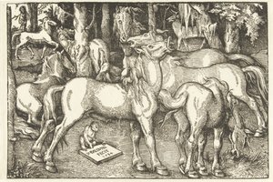 Grupa siedmiu koni i małpa autorstwa Hans Baldung Grien