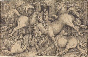 Grupa Siedmiu Koni w Lesie autorstwa Hans Baldung Grien