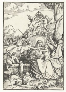 Maryja z dzieckiem z ośmioma aniołami w krajobrazie autorstwa Hans Baldung Grien