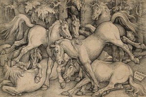 Walka dzikich koni autorstwa Hans Baldung Grien