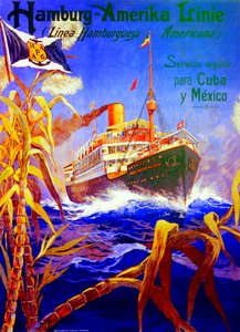 Plakat reklamujący Hamburg American Line