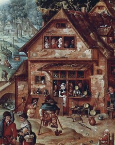 Karczma, fragment sceny wiejskiej, obraz Hansa Bola (1534-1593)