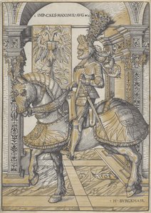 Portret konny cesarza Maksymiliana I, 1508 autorstwa Hans Burgkmair