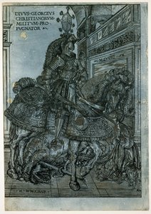 Św. Jerzy na koniu, 1508 (drzewo światłocieniowe) autorstwa Hans Burgkmair