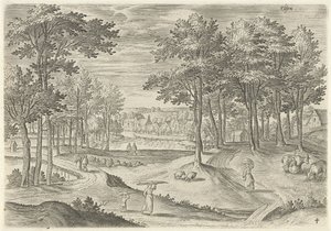 Widok Ixelles Elsen (tytuł na obiekcie) Zabytki z okolic Brukseli (tytuł serii) autorstwa Hans Collaert (I)