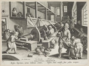 Politura Armorum (Ręce polerskie), płyta 17 z serii Nova Reperta (Współczesne odkrycia) ok.1588 (grafika na papierze czerpanym)