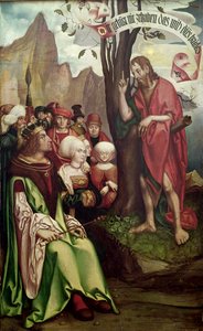 Jan Chrzciciel głoszący kazania przed Herodem, z Tryptyku św. Jana, 1514 (tempera na płycie)