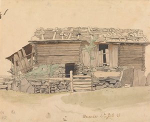 Stodoła i stok narciarski, Vassenden autorstwa Hans Gude