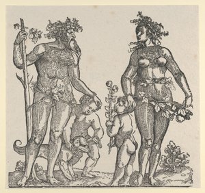 Dziki mężczyzna i dzika kobieta, 1545. autorstwa Hans Guldenmond