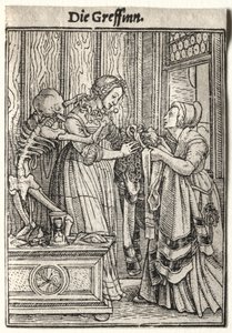 Taniec śmierci: hrabina. autorstwa Hans Holbein