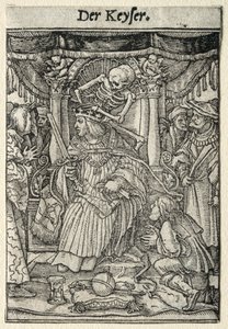 Taniec Śmierci: Cesarz. autorstwa Hans Holbein