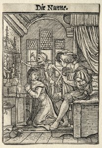 Taniec śmierci: zakonnica autorstwa Hans Holbein