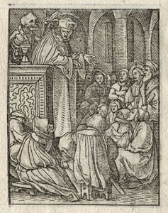 Taniec Śmierci: Kaznodzieja; Ksiądz autorstwa Hans Holbein