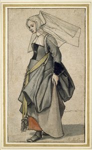 Młoda Angielka, XVI wiek (pióro i atrament i toaleta na papierze) autorstwa Hans Holbein der Jüngere