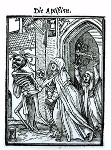 Śmierć i Opatka, z „Tańca śmierci”, rycina Hansa Lutzelburgera, ok. 1538 autorstwa Hans Holbein der Jüngere