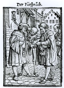 Śmierć i adwokat, z „Tańca śmierci”, sztychowany przez Hansa Lutzelburgera, ok. 1538 autorstwa Hans Holbein der Jüngere