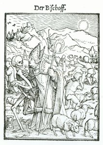 Śmierć i biskup, z „Tańca śmierci”, sztychowany przez Hansa Lutzelburgera, ok. 1538 autorstwa Hans Holbein der Jüngere