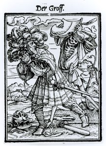 Śmierć i hrabia, z „Tańca śmierci”, sztychowany przez Hansa Lutzelburgera, ok. 1538 autorstwa Hans Holbein der Jüngere