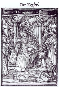 Śmierć i cesarz, z „Tańca śmierci”, rycina Hansa Lutzelburgera, ok. 1538 autorstwa Hans Holbein der Jüngere