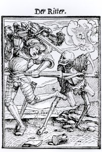 Śmierć i Rycerz, z „Tańca śmierci”, sztychowany przez Hansa Lutzelburgera, ok. 1538 autorstwa Hans Holbein der Jüngere