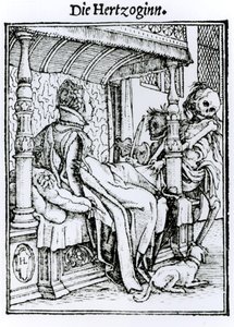 Śmierć i Pani, z „Tańca śmierci”, sztychowane przez Hansa Lutzelburgera, ok. 1538 autorstwa Hans Holbein der Jüngere