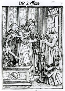Śmierć i Pani, z „Tańca śmierci”, rycina Hansa Lutzelburgera, ok. 1538 autorstwa Hans Holbein der Jüngere