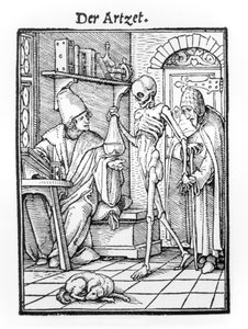 Śmierć i lekarz, z „Tańca śmierci”, sztychowany przez Hansa Lutzelburgera, ok. 1538 autorstwa Hans Holbein der Jüngere