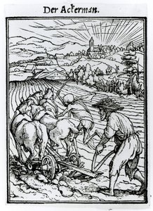 Śmierć i oracz, z „Taniec śmierci rytowany przez Hansa Lutzelburgera, c.1538 autorstwa Hans Holbein der Jüngere