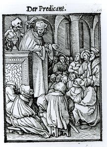 Mirtis ir pamokslininkas, iš „Mirties šokio“, išgraviruotas Hanso Lutzelburgerio, apie 1538 m. autorstwa Hans Holbein der Jüngere