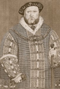 Henryk VIII, ilustracja z „Ilustrowanej historii Anglii Cassella” (zdjęcie w sepii) autorstwa Hans Holbein der Jüngere