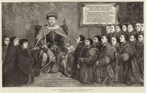 Król Henryk VIII wręcza statut Kolegium Chirurgów