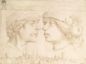 Portrety dwóch młodzieńców, krasnoluda i pejzażu miejskiego, ok. 1514 (silverpoint) autorstwa Hans Holbein der Jüngere
