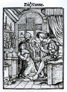 Zakonnica z „Tańca śmierci”, sztychowana przez Hansa Lutzelburgera, ok. 1538 autorstwa Hans Holbein der Jüngere