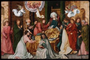Dormition de la Vierge Marie - Zaśnięcie Dziewicy - Holbein, Hans, Starszy (1465-1524) - 1492 - Olej na drewnie - 150x 228,5 - Muzeum Szepmuveszeti, Budapeszt