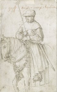 Cesarz Maksymilian I w stroju podróżnym na koniu autorstwa Hans Holbein the Elder