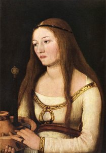 Katharina Schwarz z atrybutami swojej świętej imienniczki autorstwa Hans Holbein the Elder