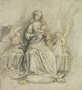 Madonna z Dzieciątkiem (pióro i brązowy tusz z ołówkiem na papierze) autorstwa Hans Holbein the Elder