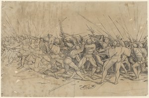 Scena bitwy, ok. 1524 (pióro, tusz i pył)