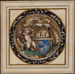 Kupidyn ukąszony przez pszczoły - Projekt wisiorka lub odznaki na kapelusz, ok. 1532-43 (pióro i atrament na papierze) autorstwa Hans Holbein der Jüngere
