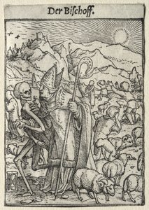 Taniec śmierci: Biskup autorstwa Hans Holbein the Younger
