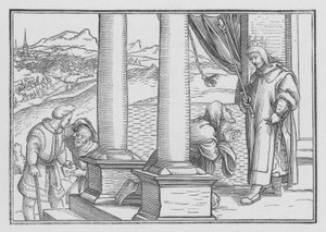 Nathan upomina Dawida przypowieścią, 2 Samuela XII, 7 autorstwa Hans Holbein der Jüngere