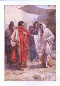 Błagaj mnie, piękna damo? Nie znam cię. (Komedia omyłek), z Dzieł wszystkich Szekspira wydanych przez George Harrap & Co Ltd, lata 20. XX wieku autorstwa Hans Holbein der Jüngere