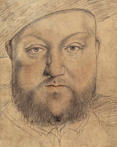 Portret króla Anglii Henryka VIII (Henri VIII) autorstwa Holbeina, Hansa Młodszego (1497-1543), ok. 1540 - Węgiel, pastel i sangwina na tekturze - Staatliche Graphische Sammlung, Monachium autorstwa Hans Holbein der Jüngere