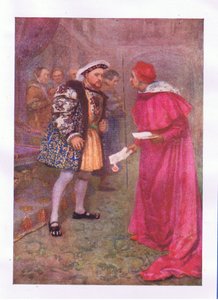 Przeczytaj o tym?. a potem na śniadanie z jakim masz apetyt (Król Henryk VIII), z The Complete Works of Shakespeare opublikowanej przez George Harrap & Co Ltd, 1920 autorstwa Hans Holbein der Jüngere