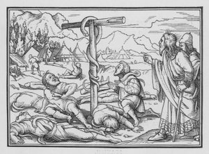 Miedziany wąż, Liczby XXI, 9 autorstwa Hans Holbein der Jüngere